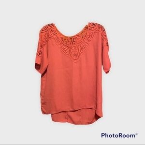 Orange short sleeve work top 066